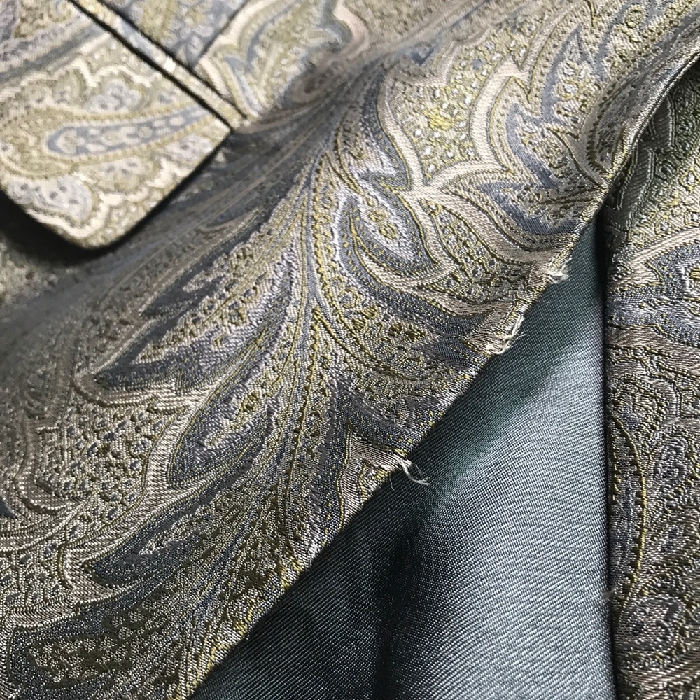 MICHEAL KORS WOMENS BLAZER DINNER JACKET CHARTREUSE GOLD PAISLEY MADE IN ITALY 4 - Picture 3 of 9
